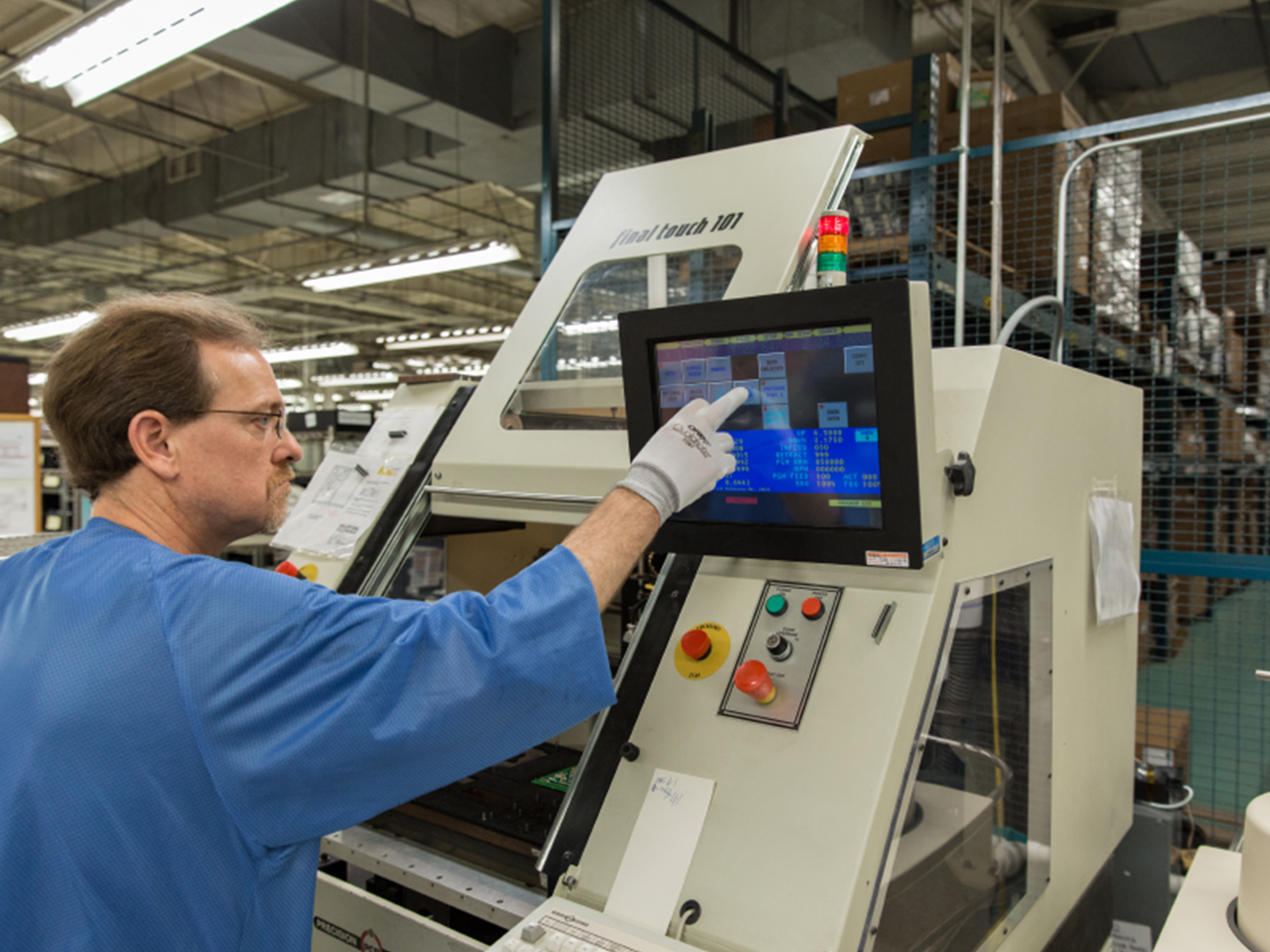 Man Touching a Touch Panel